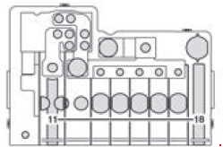 Mercedes-Benz Sprinter w906 - fuse box diagram - Pre-fuse box at the base of the driver's seat (only for auxiliary battery) F59/7 ` class=`size-full wp-image-22613` height=`148` loading=`lazy` src=`/uploads/ef2/e9b/8f3/ef2e9b8f38c95ce4b478c8db5394c8bd.jpg` width=`255` />

<figcaption class=`wp-caption-text` id=`caption-attachment-22613`>Mercedes-Benz Sprinter w906 – fuse box diagram – Pre-fuse box at the base of the driver’s seat (only for auxiliary battery) F59/7</figcaption>
</figure>

<table class=`table table-hover table-bordered` style=`width: 498px;`>
	<tbody>
		<tr>
			<td align=`center` style=`width: 34px;` width=`30`><b>?</b></td>
			<td align=`center` style=`width: 417px;`><b>Consumer</b></td>
			<td align=`center` style=`width: 49px;` width=`30`><b>A</b></td>
		</tr>
		<tr>
			<td align=`center` style=`width: 34px;`>1</td>
			<td style=`width: 417px;`>Unassigned</td>
			<td align=`center` style=`width: 49px;`>–</td>
		</tr>
		<tr>
			<td align=`center` style=`width: 34px;`>2</td>
			<td style=`width: 417px;`>SAM (signal acquisition and actuation module)/SRB (fuse and relay module)</td>
			<td align=`center` style=`width: 49px;`>80</td>
		</tr>
		<tr>
			<td align=`center` style=`width: 34px;`>3</td>
			<td style=`width: 417px;`>Unassigned</td>
			<td align=`center` style=`width: 49px;`>–</td>
		</tr>
		<tr>
			<td align=`center` style=`width: 34px;`>4</td>
			<td style=`width: 417px;`>Auxiliary battery input</td>
			<td align=`center` style=`width: 49px;`>150</td>
		</tr>
		<tr>
			<td align=`center` style=`width: 34px;`>5</td>
			<td style=`width: 417px;`>Connection point on the base of the seat Pre-fuse box at the base of the seat</td>
			<td align=`center` style=`width: 49px;`>Bridge</td>
		</tr>
		<tr>
			<td align=`center` style=`width: 34px;`>6</td>
			<td style=`width: 417px;`>SAM (signal acquisition and actuation module)/SRB (fuse and relay module), terminal 30 fuse box</td>
			<td align=`center` style=`width: 49px;`>150</td>
		</tr>
		<tr>
			<td align=`center` style=`width: 34px;`>7</td>
			<td style=`width: 417px;`>Additional battery input Connection for socket fuse on vehicles with additional battery</td>
			<td align=`center` style=`width: 49px;`>Bridge</td>
		</tr>
		<tr>
			<td align=`center` style=`width: 34px;`>8</td>
			<td style=`width: 417px;`>Retarder in combination with battery cutoff relay</td>
			<td align=`center` style=`width: 49px;`>100</td>
		</tr>
		<tr>
			<td align=`center` style=`width: 34px;`>9</td>
			<td style=`width: 417px;`>Additional battery</td>
			<td align=`center` style=`width: 49px;`>150</td>
		</tr>
		<tr>
			<td align=`center` style=`width: 34px;`>10</td>
			<td style=`width: 417px;`>Snowplow hydraulic pump Loading tailgate Tipper</td>
			<td align=`center` style=`width: 49px;`>250</td>
		</tr>
	</tbody>
</table>

<h3>Pre-fuse box at the base of the driver’s seat (only for auxiliary battery) F59/8</h3>

<figure aria-describedby=`caption-attachment-22615` class=`wp-caption alignnone` id=`attachment_22615` style=`width: 249px`><a href=`/uploads/a76/730/240/a76730240d1623f42d2f4e66376d1c2a.jpg`><img alt=`Mercedes-Benz Sprinter w906 - fuse box diagram - Pre-fuse box at the base of the driver's seat (only for auxiliary battery) F59/8